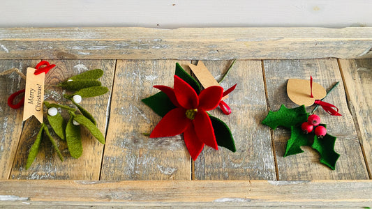 de drie kerstitems die gemaakt werden tijdens de kerstworkshop in uithoorn