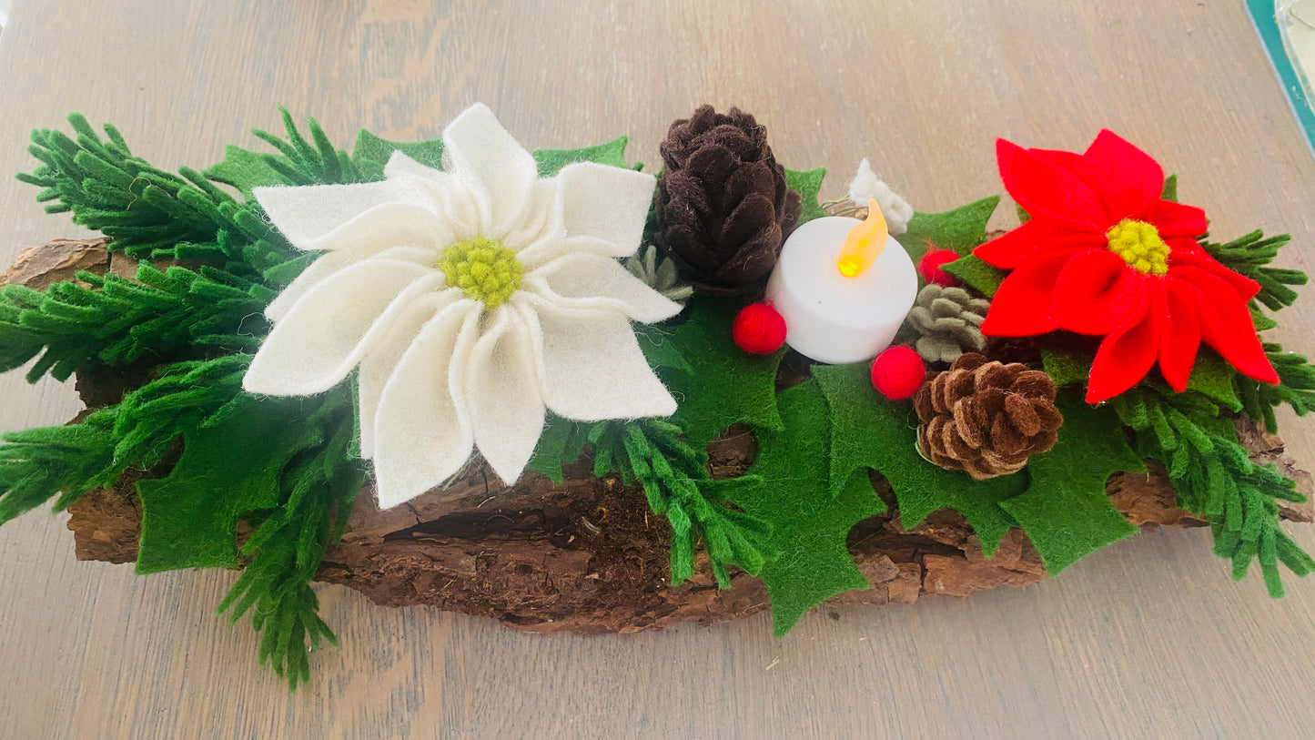 Kerststuk met viltbloemen- sfeervol en duurzaam