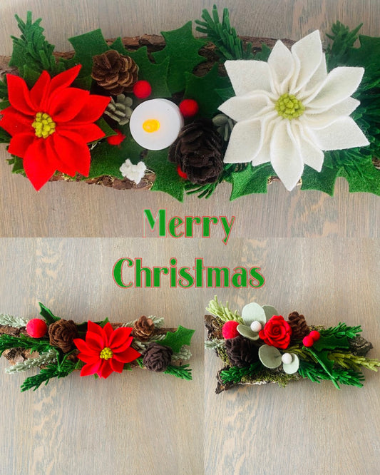 Kerststuk met viltbloemen- sfeervol en duurzaam