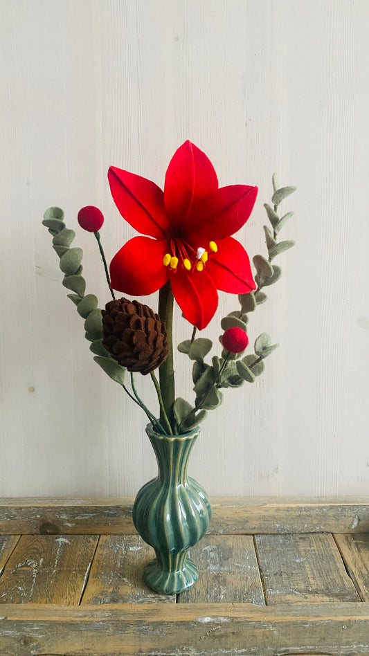 Kerstboeket van viltbloemen – een boeket dat altijd mooi blijft