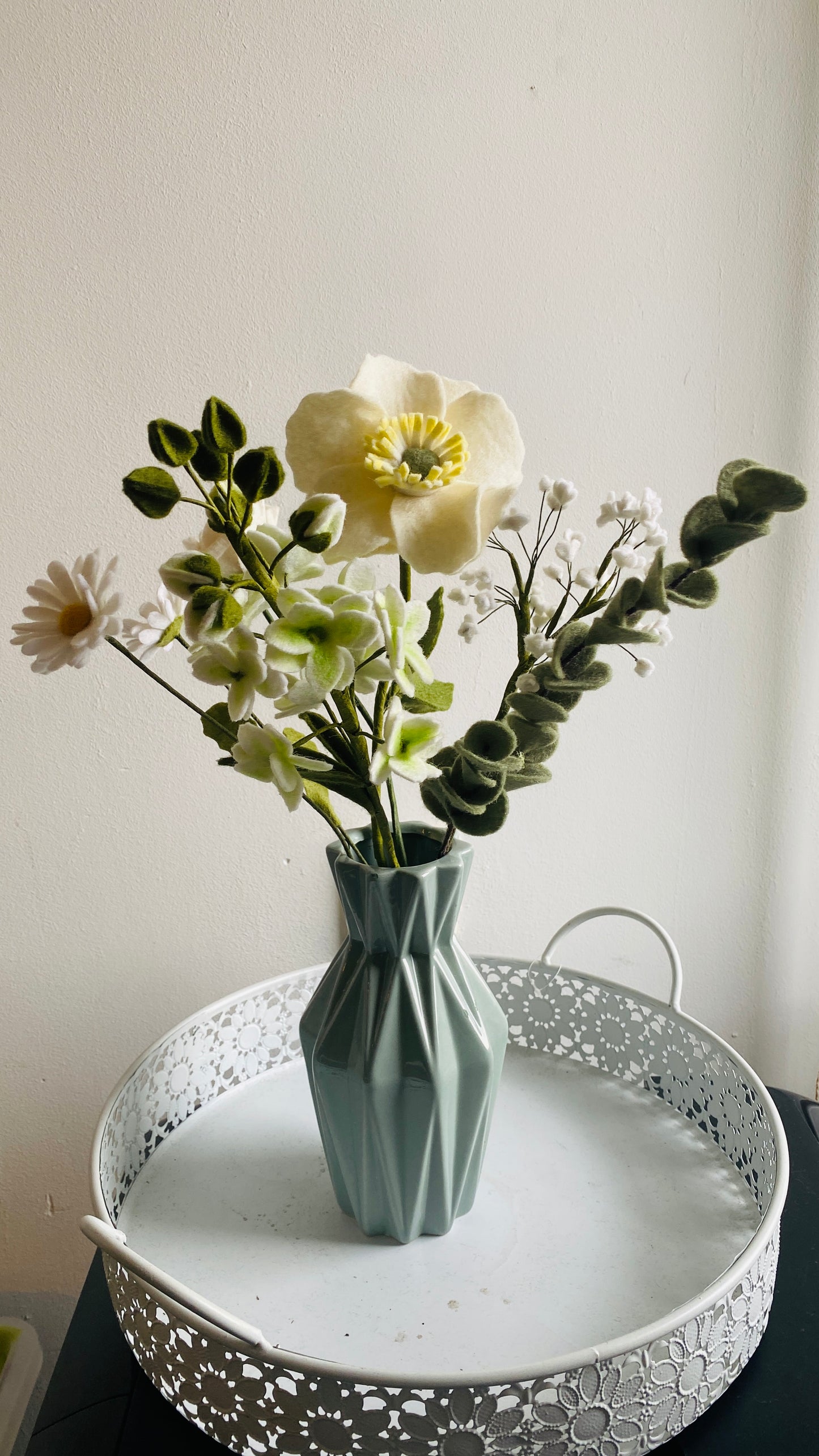 boeket wit wolvilt handgemaakt