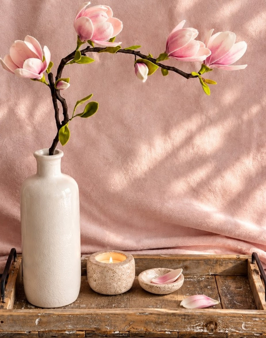 handgemaakte magnoliatak van 100 % wolvilt 