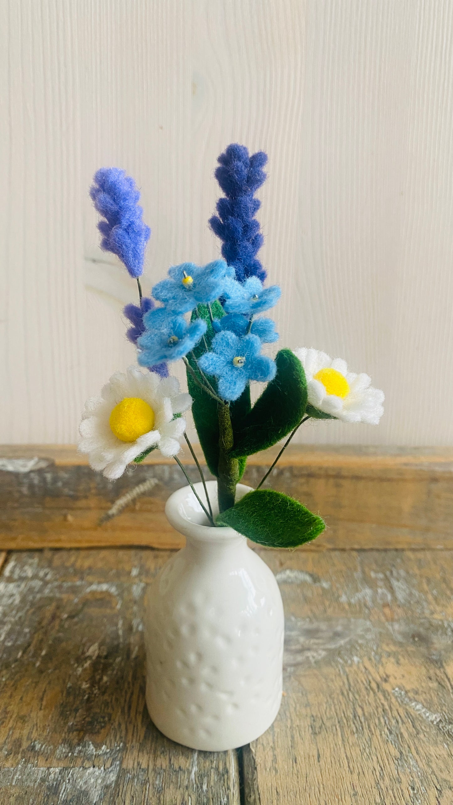 Handgemaakt mini boeketje duurzame  viltbloemen