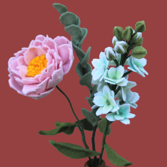 Handgemaakt Boeket viltbloemen "Pioen"