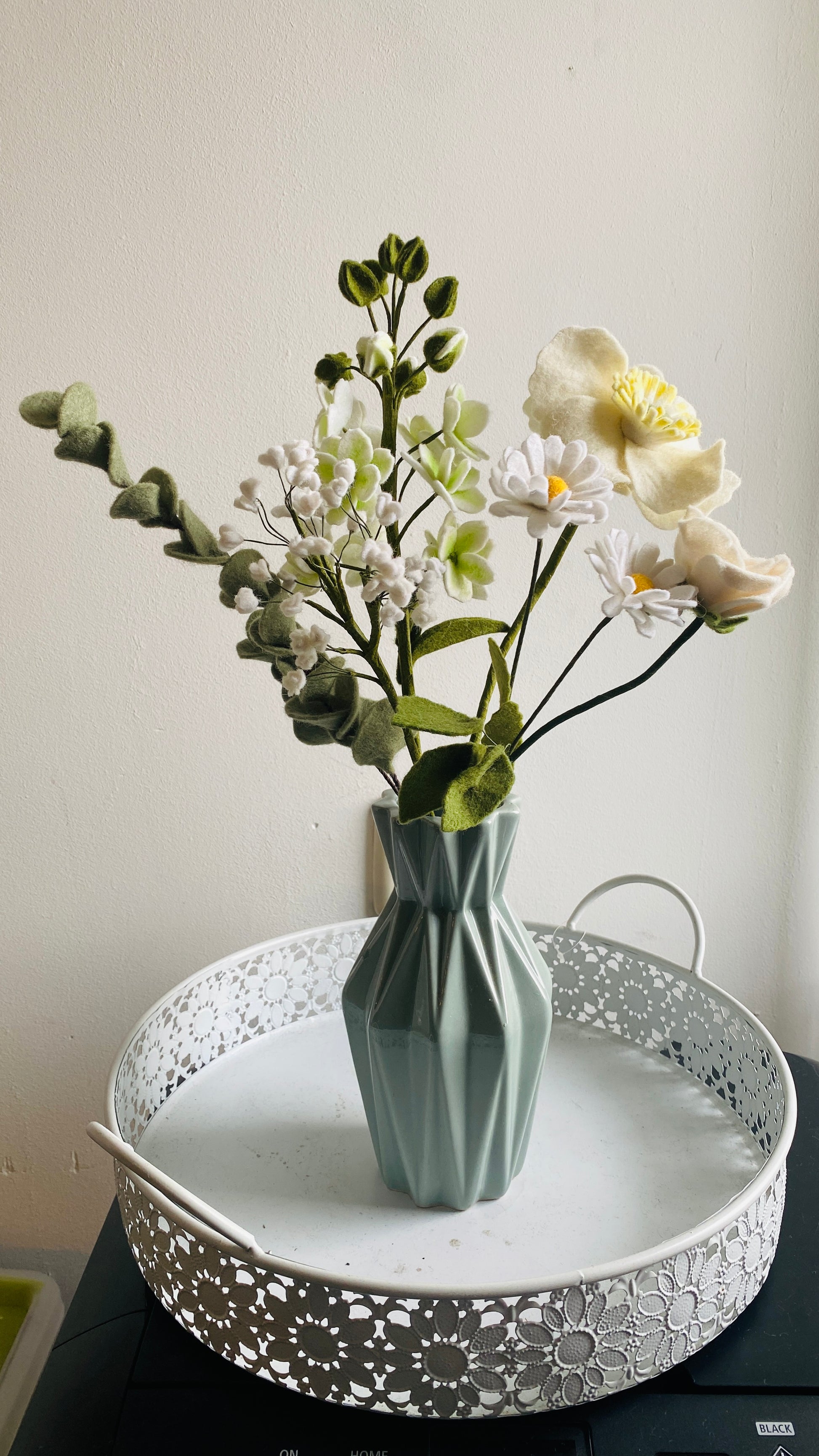 wit luxe boeket zonder gif viltbloemen